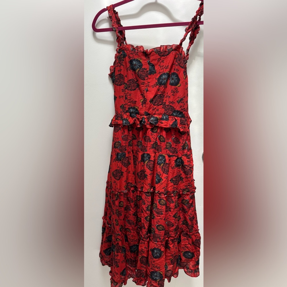 Floral Red and Black Dress